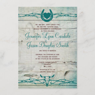 Rustic Barbed Wire Horseshoe Wedding Invitations