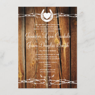 Rustic Barbed Wire Horseshoe Wedding Invitations