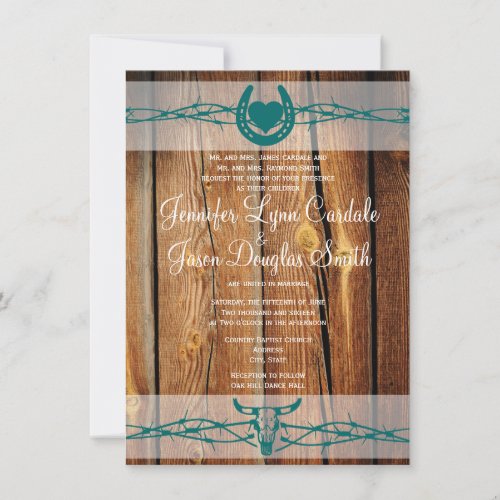 Rustic Barbed Wire Horseshoe Wedding Invitations