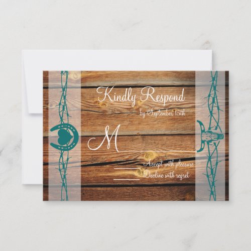 Rustic Barbed Wire Horseshoe Wedding RSVP Cards