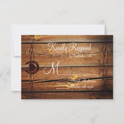 Rustic Barbed Wire Horseshoe Wedding RSVP Cards