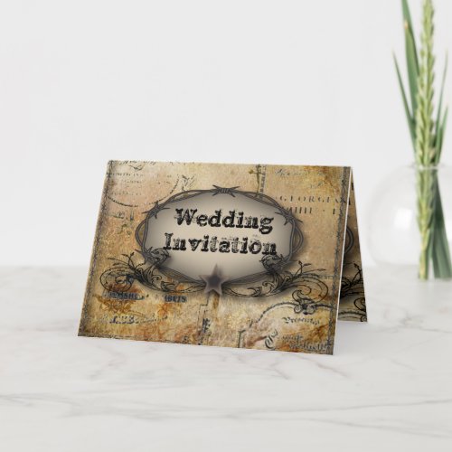 rustic barbed wire western country cowboy wedding invitation