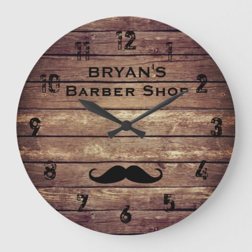 Rustic Barber Shop Large Clock