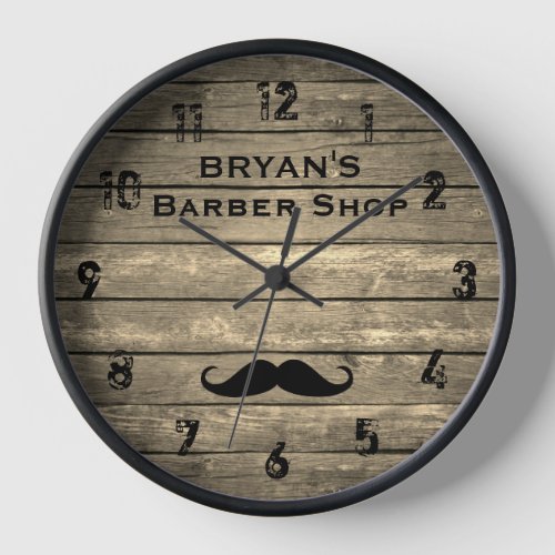 Rustic Barber Shop Large Clock