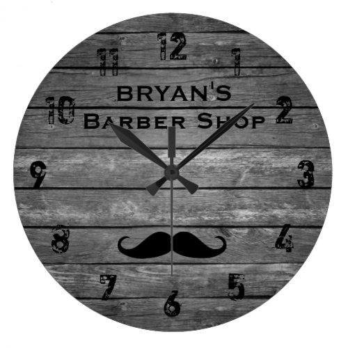 Rustic Barber Shop Large Clock
