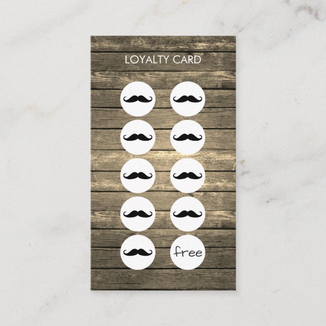 Rustic Barber Shop Loyalty Punch Card (Front)