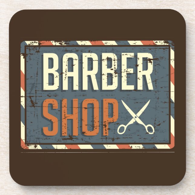 Rustic Barber SHOP SIGN Beverage Coaster (Front)