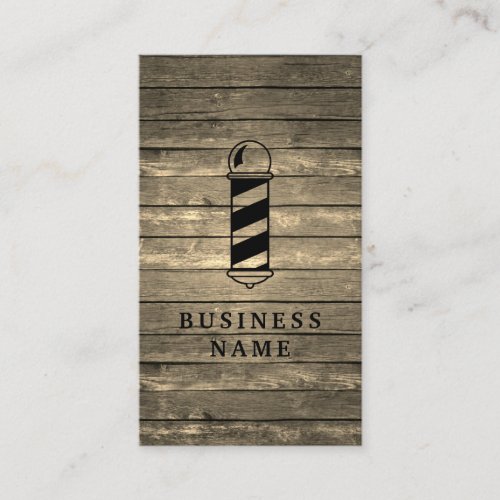 Rustic Barber Shop Wood Business Card