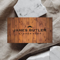 Rustic Barber Shop Wood Business Card