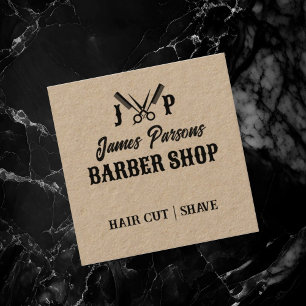 Rustic Barbershop Hair Stylist Barber Shop Square Business Card