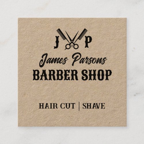 Rustic Barbershop Hair Stylist Barber Shop Square Business Card