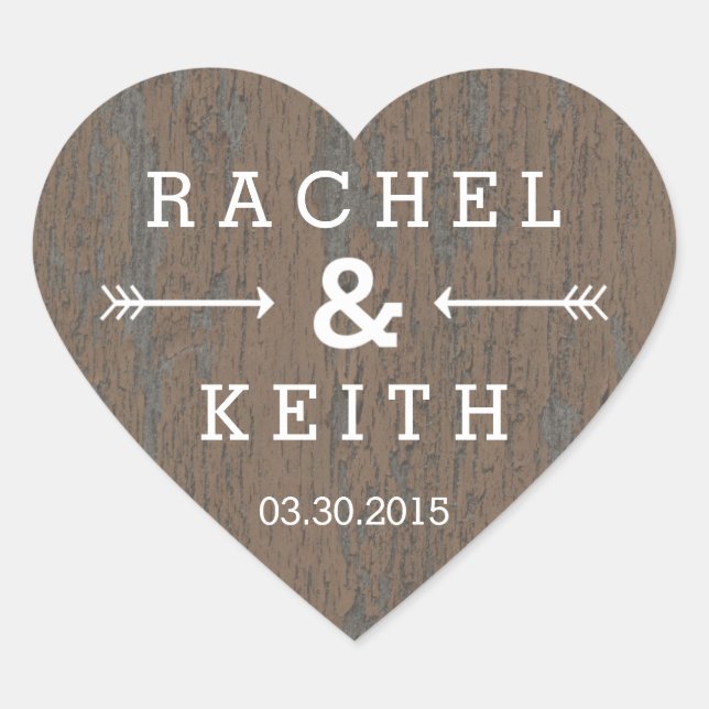 Rustic Bark Heart Favor Sticker (Front)