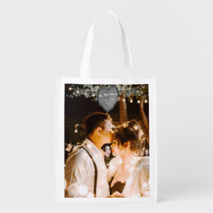 Rustic Bark Wood Heart Eucalyptus Greenery  Grocery Bag