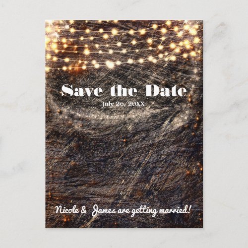 Rustic Bark Wood  Sparkle Lights Fall Invitation