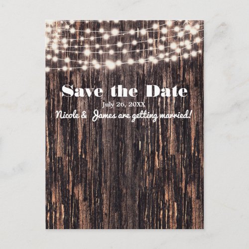 Rustic Bark Wood  String Lights Fall Invitation