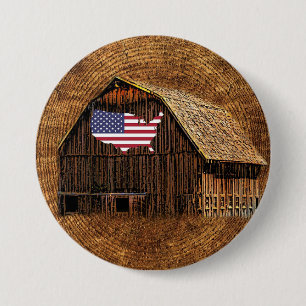 Rustic Barn American Flag Button