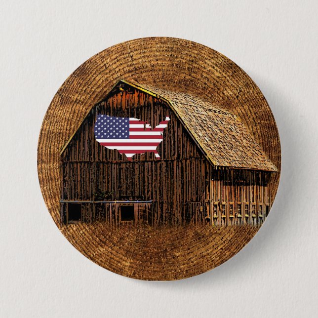 Rustic Barn American Flag Button (Front)
