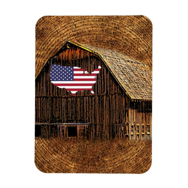 Rustic Barn American Flag Magnet (Vertical)