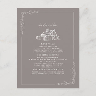 Rustic Barn Amethyst Gray Fall Wedding Details Enclosure Card