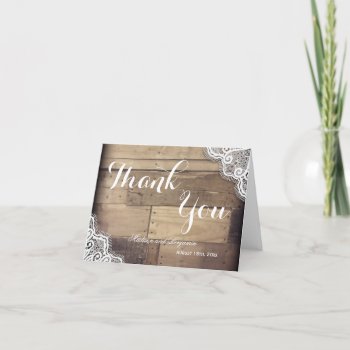 Rustic Barn And Lace Wedding Thank You Cards by RusticCountryWedding at Zazzle