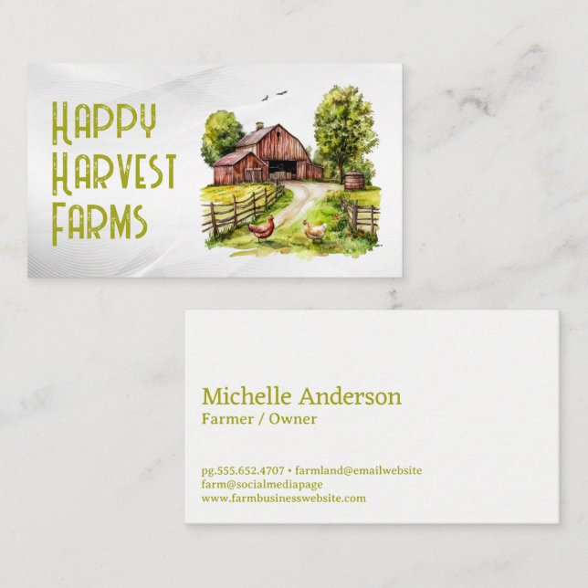 Rustic Barn and Livestock on Farm Business Card (Front/Back)