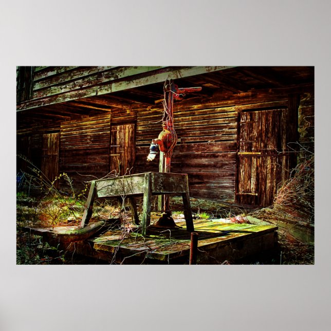 Rustic Barn and Water Pump Poster (Front)