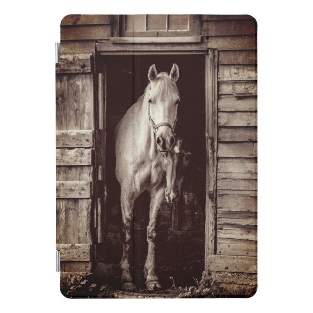 Rustic Barn + Beautiful Horses Brown iPad Pro Cover (Front)