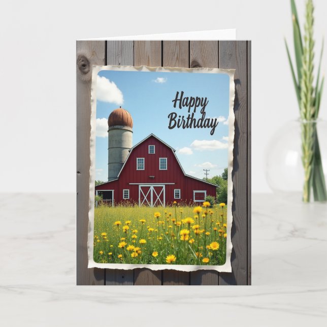 Rustic Barn Birthday Card (Front)