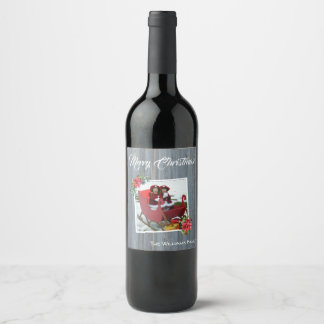 Rustic Barn Board and Poinsettia ~ Family Photo Wine Label
