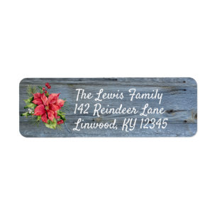 Rustic Barn Board and Poinsettia Label