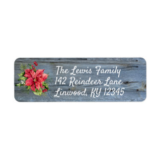 Rustic Barn Board and Poinsettia Label