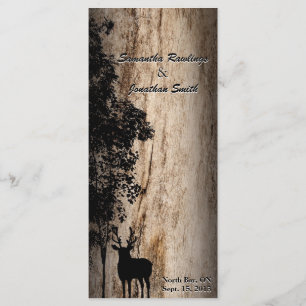 Rustic Barn Board Deer & Tree Wedding Program