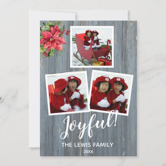 Rustic Barn Board Personalized With 3 Photos Card (Front)