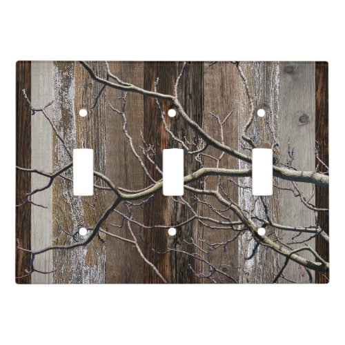 Rustic Barn Board Vintage Wood Tree Branch Light Switch Cover