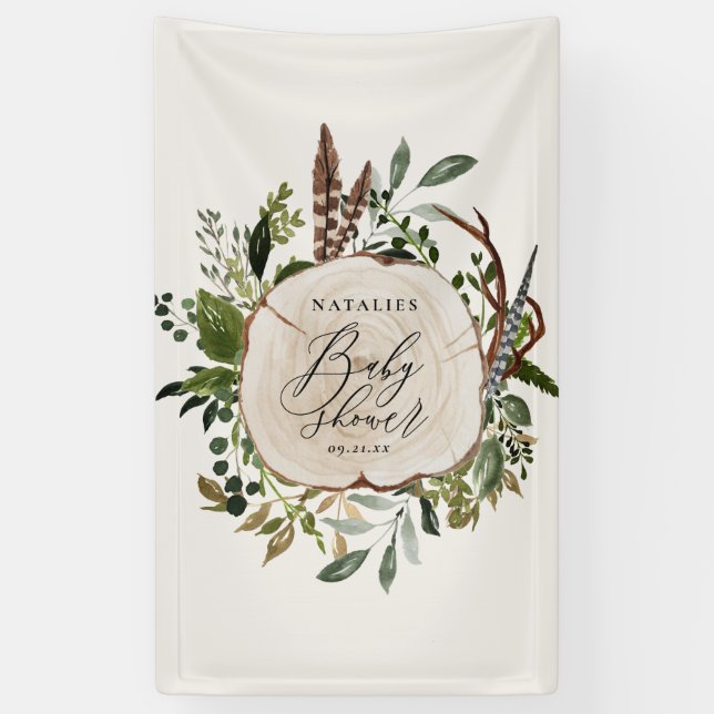 Rustic barn botanical stylish baby shower banner (Vertical)