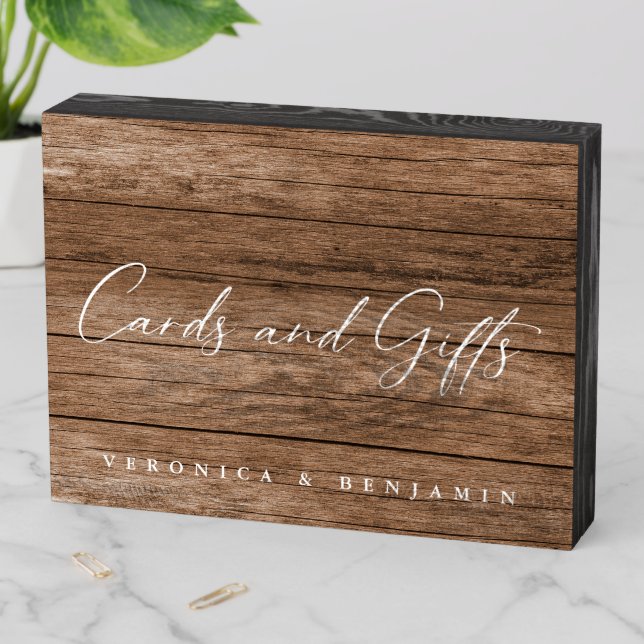 Rustic Barn Cards and Gifts Wedding Reception  Wooden Box Sign (In Situ Horizontal)