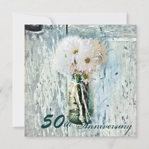 rustic barnwood daisy 50th anniversary invite