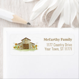 Rustic Barn Country Sunflower Return Address Label