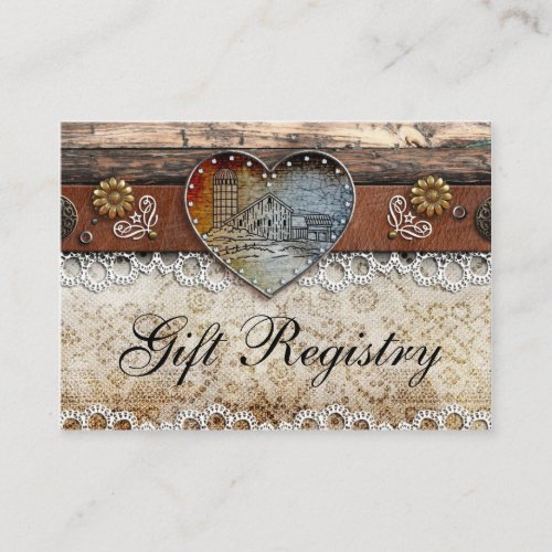 Rustic Barn Country Wedding  Gift Registry Business Card
