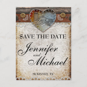 Rustic Barn Country Wedding Save the Date Card