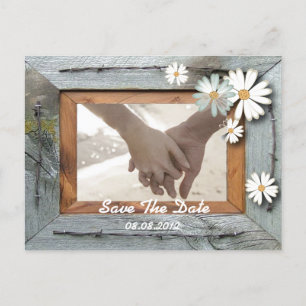 rustic barn daisy country wedding save the date announcement postcard