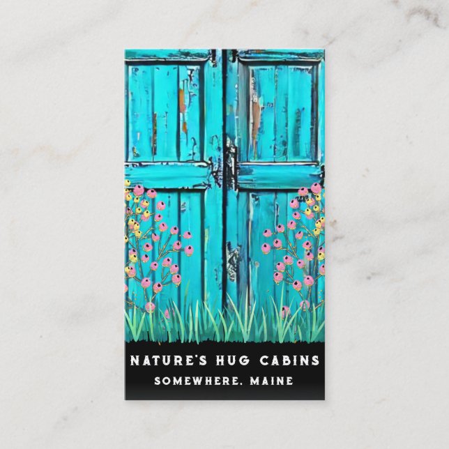 *~* Rustic Barn Door AP49 QR Country Artsy Business Card (Front)