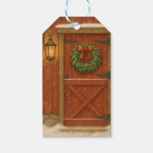 Rustic Barn Door Christmas Gift Tag