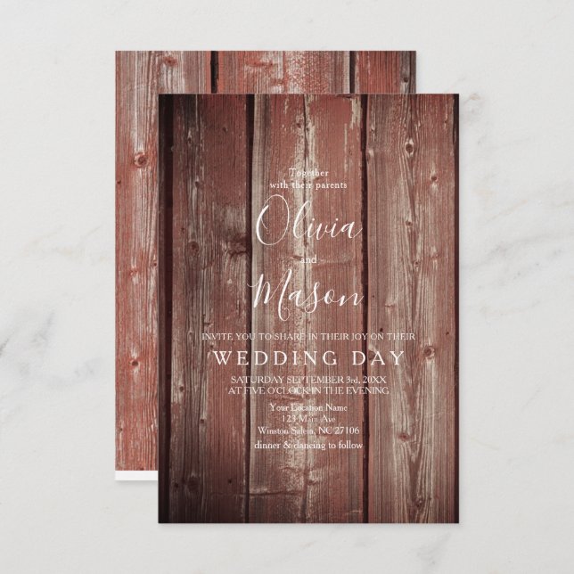 Rustic Barn Door textured Wedding Card (Front/Back)