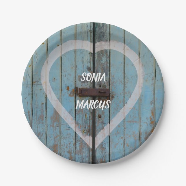 Rustic Barn door wedding Paper Plates (Front)