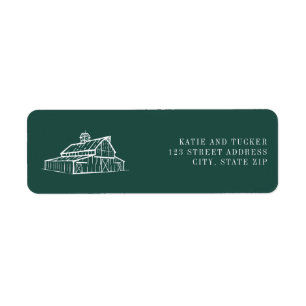 Rustic Barn Emerald Green Farm Fall Wedding  Label