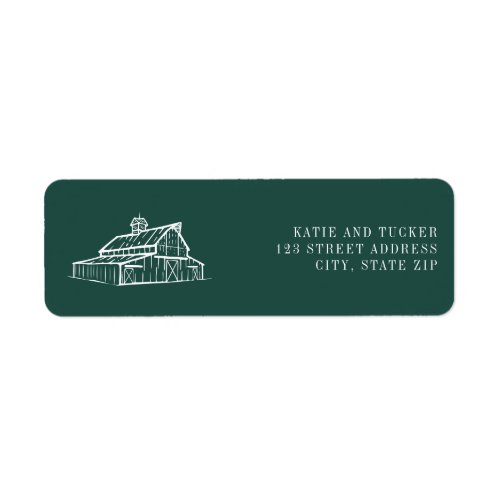 Rustic Barn Emerald Green Farm Fall Wedding  Label