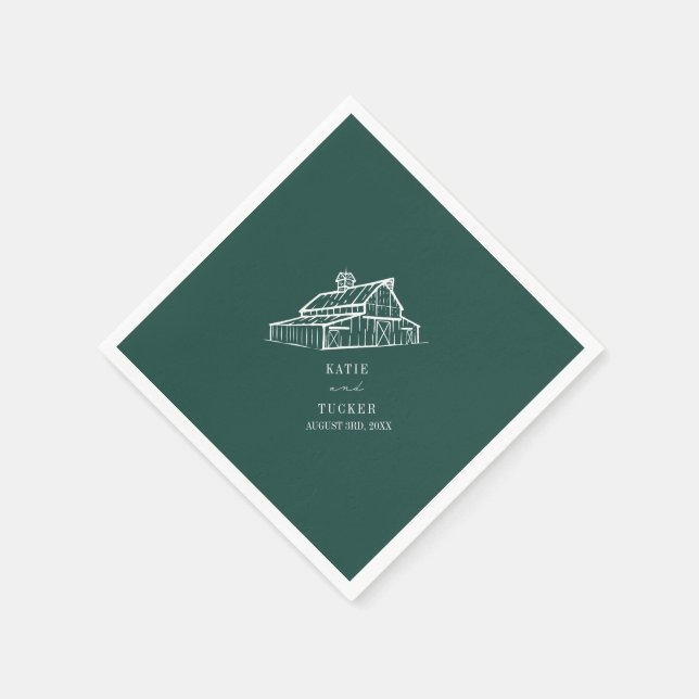 Rustic Barn Emerald Green Farm Fall Wedding  Napkins (Corner)