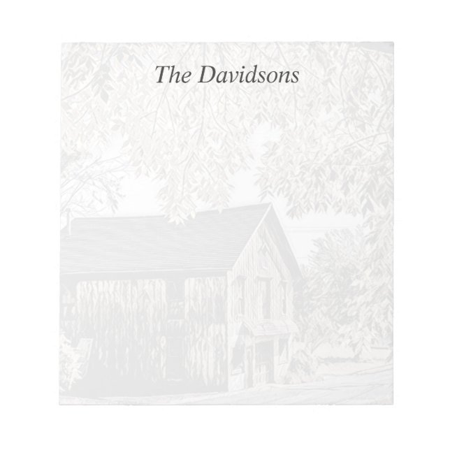 Rustic Barn Fall Autumn Leaves Personalize Notepad (Front)