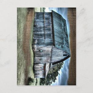 Rustic Barn Farm Truck Tractor Rooster Hen Postcard